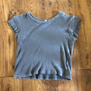 Cap sleeve blue crop top